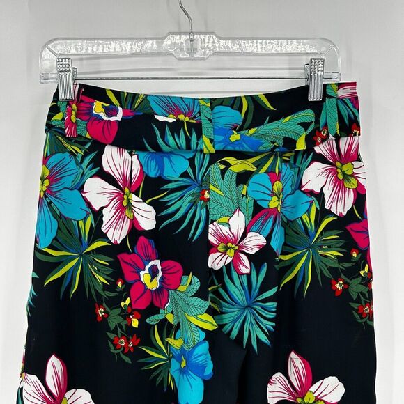 CACHE Blue Green Pink Floral Lightweight High Rise Wide Leg Belted Pants Size 8 - Picture 5 of 8